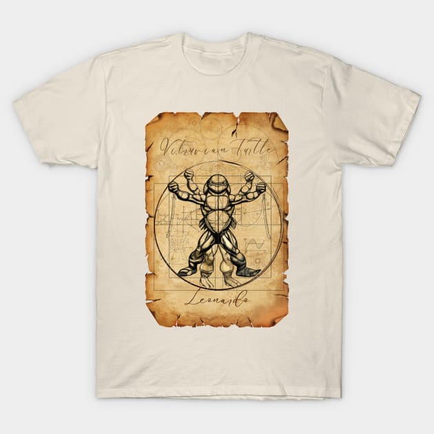 TNMT Leonardo Vitruvian Man - Teenage Mutant Ninja Turtles T-Shirt by Simontology